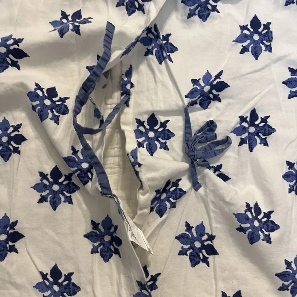 Garnet Hill Twin Bedspread Blue 100% Cotton Quilted Bedding Pillow Sham